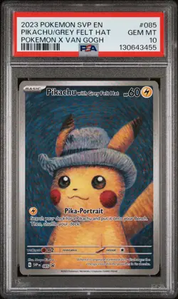 2023 POKEMON SVP EN-SV BLACK STAR PROMO #085 PIKACHU WITH GREY FELT HAT PSA 10 - Image 1