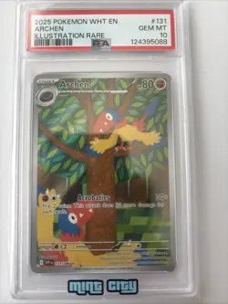 2025 POKEMON WHT EN-WHITE FLARE ILLUSTRATION RARE #131 ARCHEN PSA 10 - Image 2