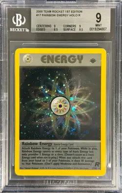 Pokemon 2000 Team Rocket 1st Ed #17 Rainbow Energy Holo R BGS 9 - Image 1