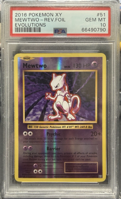 2016 POKEMON XY Evolutions #51 Mewtwo Reverse Foil PSA 10 - Image 1