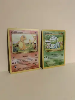 Pokemon Base Set Bulbasaur 44/102 & Charmander 46/102 LP+ NM- Vintage 1999 - Image 3