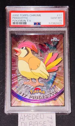 PSA 10 TOPPS CHROME PIDGEOTTO FOIL #17 POKEMON T.V. ENGLISH 2000! - Image 1