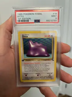 1999 Pokemon PSA 9 1st Edition Ditto Fossil Non Holo #18 - Image 1