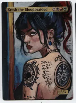 Kresh the Bloodbraided Altered Art Mtg Hand Painted Card Commander - Image 1