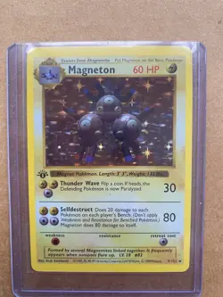 Pokemon TCG Magneton Base Set (Shadowless) 1st Edition Holo Rare 60HP 009/102 NM - Image 1