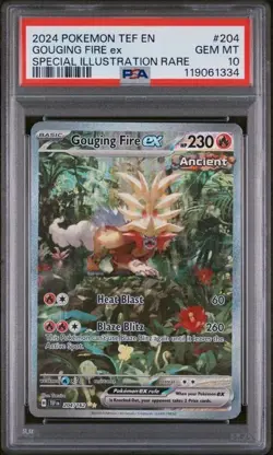 2024 POKEMON TEF EN #204/162 GOUGING FIRE EX SPECIAL ILLUSTRATION RARE PSA 10 - Image 1