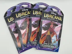 (LOT OF 4) DISNEY LORCANA RISE OF THE FLOODBORN SEALED SLEEVED BOOSTER PACKS - Image 1