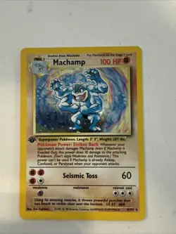 Pokemon Machamp 8/102 Base Set Holo Rare 100 HP Stage 2 WOTC Card 1st Edition - Image 1