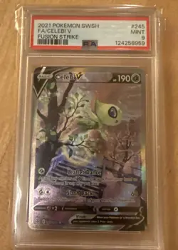 2021 POKEMON SWORD & SHIELD FUSION STRIKE #245 FULL ART/CELEBI V PSA 9 - Image 1