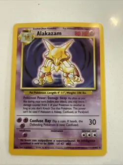 Pokemon TCG Alakazam 001/102 Base Set 80 HP Holo Rare Holo English - Image 1