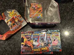 Pokemon TCG Gouging Fire EX 5 Booster Pack Tin 2024🔥New Sealed - Image 2