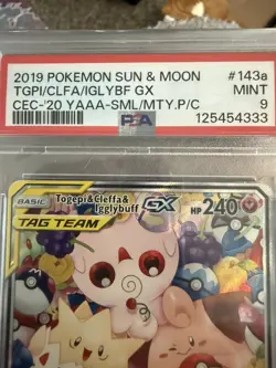 2019 POKEMON SUN & MOON COSMIC ECLIPSE TOGEPI & CLEFFA & IGGLYBUFF GX PSA MINT 9 - Image 4