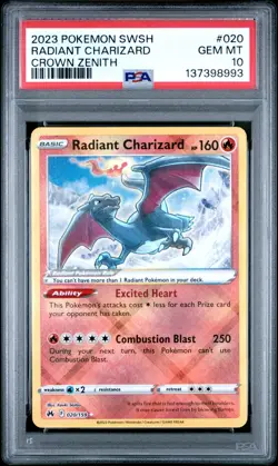 PSA 10 RADIANT CHARIZARD #020 POKEMON SWSH CROWN ZENITH GEM MINT - Image 1