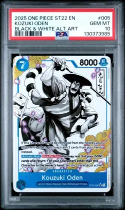 2025 ONE PIECE ST22 005 STARTER DECK KOUZUKI ODEN B&W PARALLEL ALT ART PSA 10 - Image 1