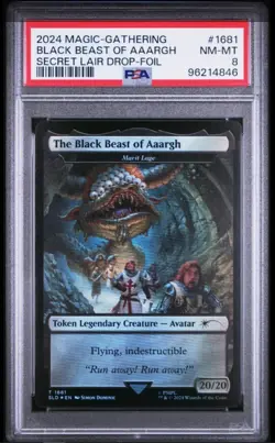 MTG Monty Python Black Beast of Aaargh Foil #1681 Marit Lage Secret Lair PSA 8 - Image 1