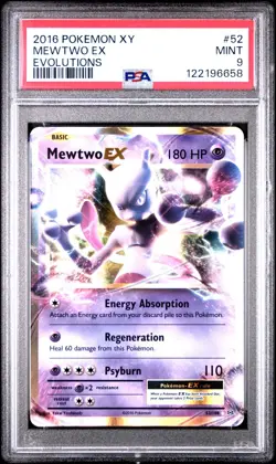 2016 POKEMON XY EVOLUTIONS #52 MEWTWO EX PSA 9 - Image 1