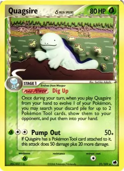Pokemon TCG Quagsire (Delta Species) 21/101 Dragon Frontiers Non-Holo VLP - Image 1