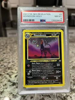 2001 POKEMON NEO REVELATION #8 HOUNDOOM-HOLO PSA 8 SWIRL - Image 1