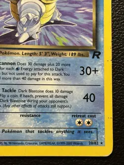 Pokemon TCG Dark Blastoise 20/82 Rare Non-Holo Card 1st Edition HP - Image 5