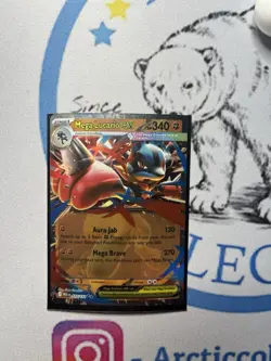 Mega Lucario ex 077/132 Double Rare Holo ME01: Mega Evolution Pokemon NM - Image 1