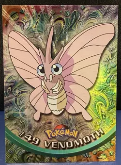 Venomoth #49 Pokemon Topps Foil Black Logo TV Animation Edition Holo Rare - Image 1