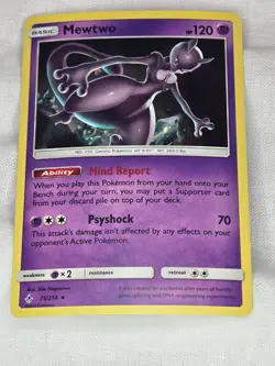 Pokemon TCG Mewtwo 75/214 Cosmo Holo Rare Unbroken Bonds Sun & Moon Near MInt - Image 1