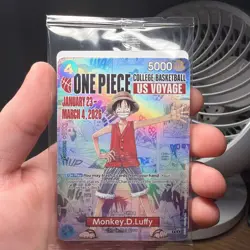 One Piece Monkey D. Luffy US Voyage College Basketball Card Rutgers w/ Poster - Image 1