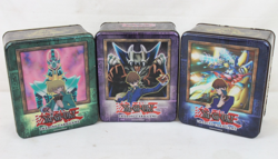 3 Vintage 1996 Yugioh Card Tin Lot w/ Empty Pack Wrappers Deck Zone Blue Eyes - Image 1