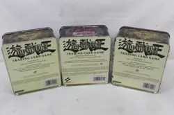 3 Vintage 1996 Yugioh Card Tin Lot w/ Empty Pack Wrappers Deck Zone Blue Eyes - Image 3