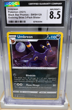 Umbreon SWSH129 - CGC 8.5 - Holo Promo - Evolving Skies 3-Pack - Pokemon Card - Image 1