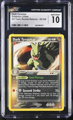 CGC 10 GEM MINT Dark Tyranitar EX Team Rocket Returns 20/109 Pokemon Card - Image 1