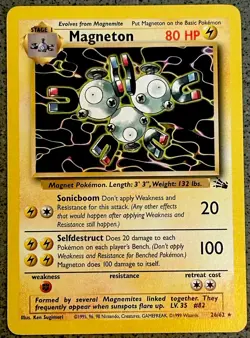 Magneton 26/62 - Fossil - Non Holo Rare - Pokemon Card NM/M Vintage WOTC - Image 2