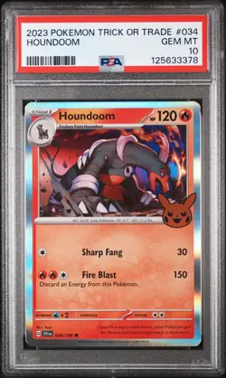 Pokemon TCG Houndoom 🎃 Stamped Holo Card 034/198 Trick or Trade 2023 PSA 10 - Image 2