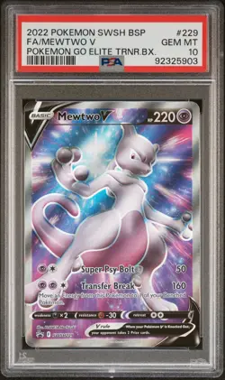 2022 POKEMON SWSH BLACK STAR PROMO #229 FULL ART/MEWTWO V PSA 10 - Image 1