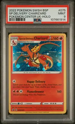 2022 POKEMON SWSH BLACK STAR PROMO #075 SPECIAL DELIVERY CHARIZARD-HOLO PSA 9 - Image 1