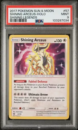 2017 POKEMON SUN & MOON SHINING LEGENDS #57 SHINING ARCEUS-HOLO PSA 9 - Image 1