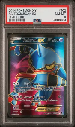 2014 POKEMON XY FLASHFIREFULL ART/ TOXICROAK EX 102 PSA 8 - Image 1
