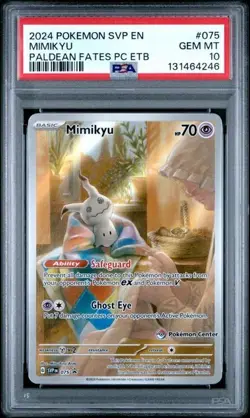 2024 Pokemon SVP EN-SV BLACK STAR PROMO POKEMON CENTER MIMIKYU #075 PSA 10 - Image 1