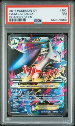 2015 POKEMON XY ROARING SKIES #102 FULL ART/M LATIOS EX PSA 7 #102 - Image 1