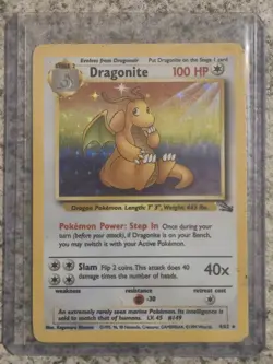 Pokemon TCG Dragonite Fossil Holo Unlimited Rare Card 4/62 Vintage WOTC - Image 1