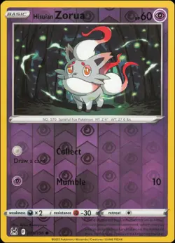 Pokemon - Hisuian Zorua #075/196 - SWSH11: Lost Origin Reverse Holo - Image 1