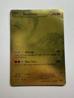 Pokemon TCG Reshiram Gold BW Legendary Treasures 114/113 Secret Rae Full Art HP - Image 1
