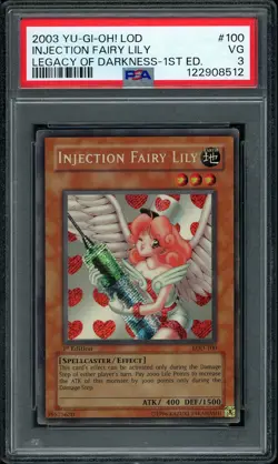 2003 Yu-Gi-Oh! 1st Edition Injection Fairy Lily LOD-100 Secret Rare PSA 3 - Image 1