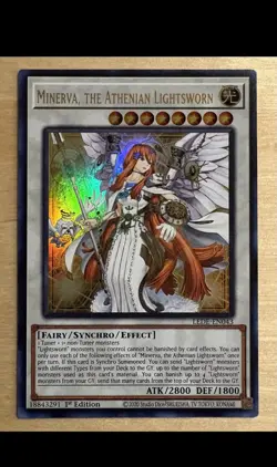 Yugioh! Minerva, the Athenian Lightsworn LEDE-EN043 Ultra Rare 1st Edition NM - Image 1