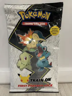 Pokemon Train On First Partner Pack 3 Oversize Cards & 2 TCG PKS 25th Anv New!!! - Image 1