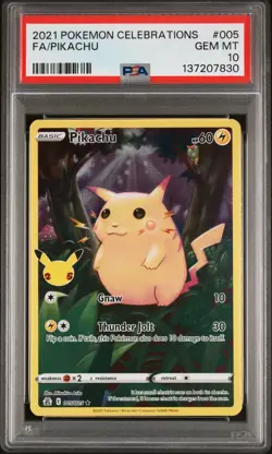 2021 POKEMON CELEBRATIONS #005 FULL ART/PIKACHU PSA 10 - Image 1