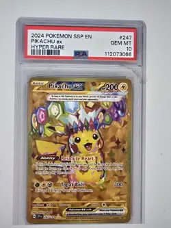 2024 Pokemon SV Surging Sparks SSP EN Pikachu Ex #247/191 PSA 10 - Image 1