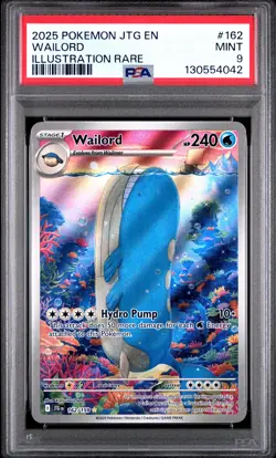 2025 POKEMON JTG EN-JOURNEY TOGETHER ILLUSTRATION RARE #162 WAILORD PSA 9 - Image 1