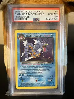 2000 Pokemon Rocket Holo Dark Gyarados #8 PSA GEM MINT 10 PRERELEASE - Image 1