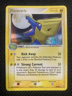 Manectric 8/100 REVERSE HOLO Rare Crystal Guardians Pokemon TCG English 2006 - Image 1